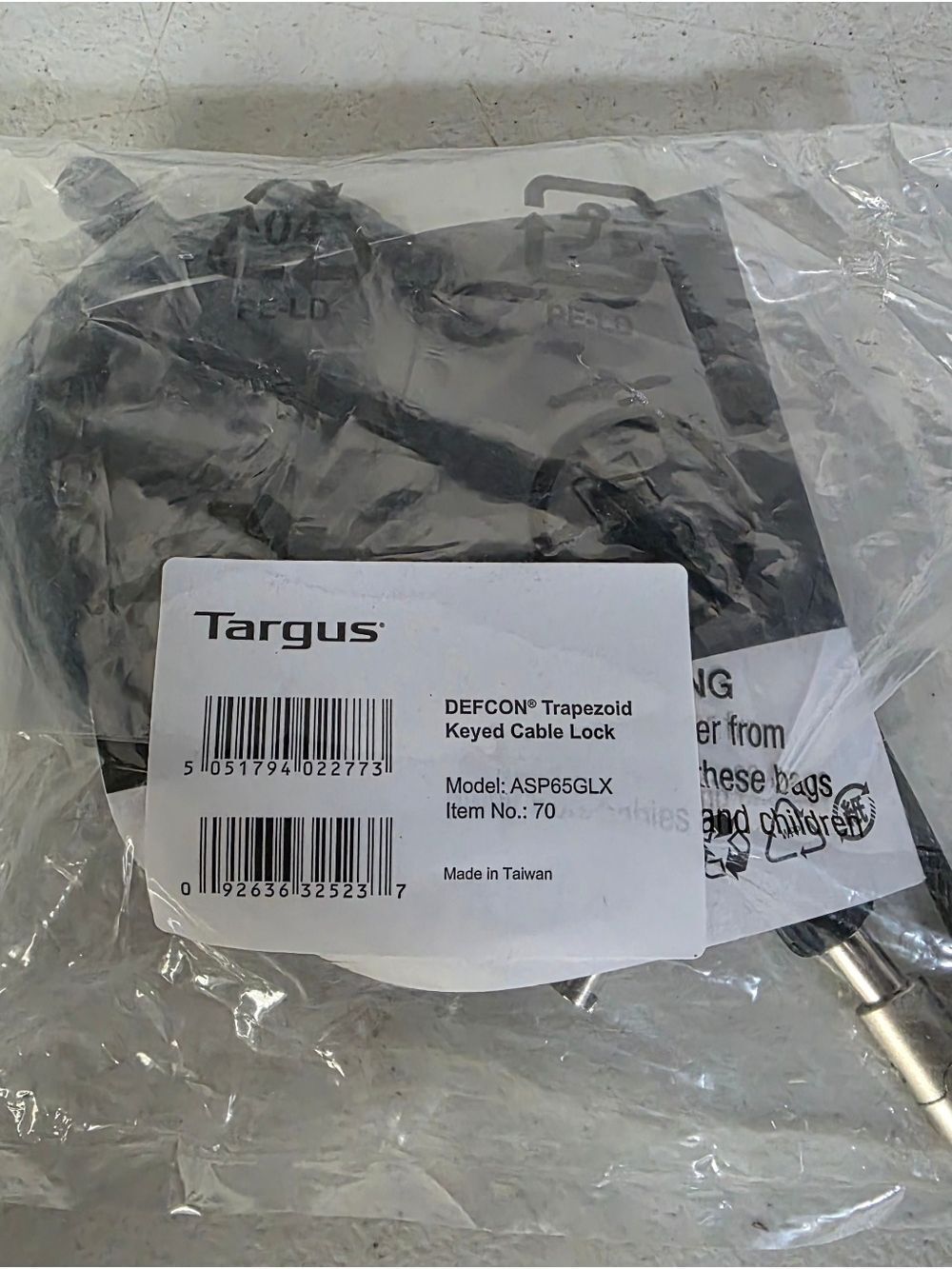 ​Targus DEFCON Trapezoid Keyed Cable Lock for Laptops - Model ASP65GLX - New